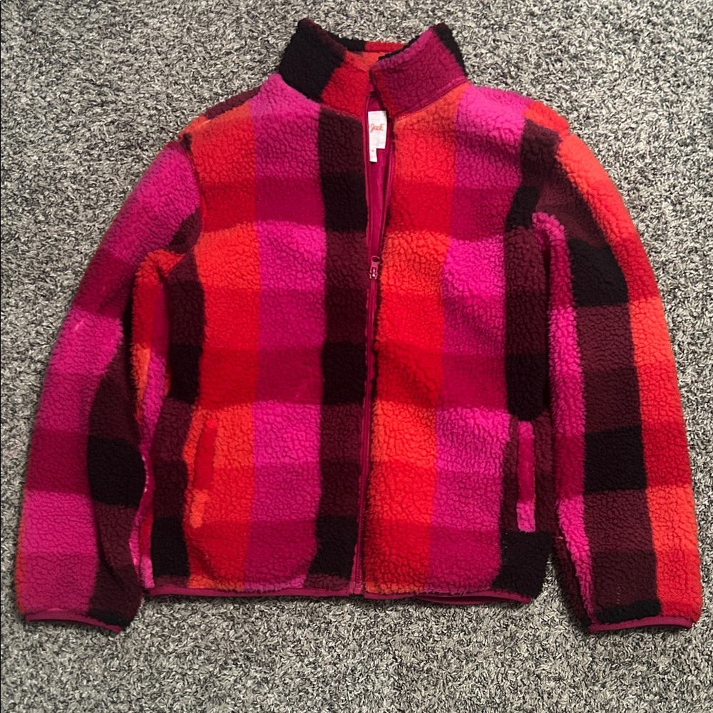 Cat & Jack Kids Plaid Fleece Jacket - Pink, Red, and Black